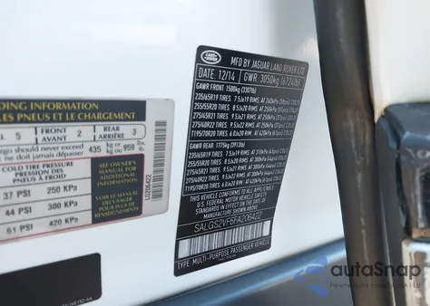 2015 Land Rover Range Rover 3.0L V6 Supercharged Hse z USA, uszkodzony, nr VIN SALGS2VF6FA206422